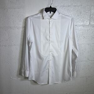 Calvin Klein Men's Infinite Color Bib front Dress Shirt White 15-15.5" 32-34 $90